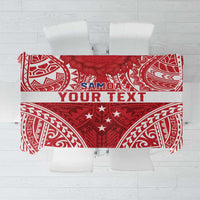 Personalised Toa Samoa Rugby Spirit Tablecloth Red Samoan Tribal Pattern - Polynesian Pride