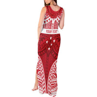 Personalised Toa Samoa Rugby Spirit Tank Maxi Dress Red Samoan Tribal Pattern - Polynesian Pride