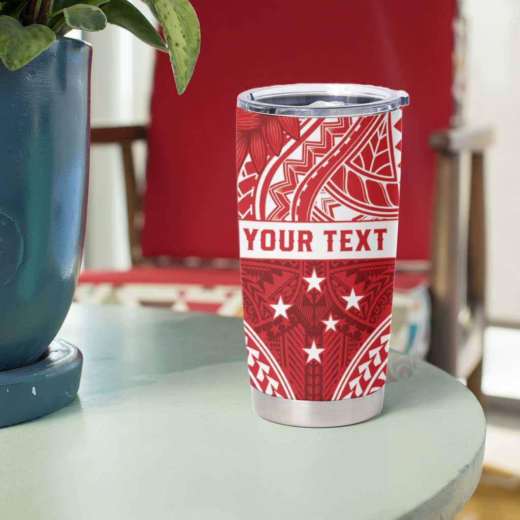 Personalised Toa Samoa Rugby Spirit Tumbler Cup Red Samoan Tribal Pattern - Polynesian Pride