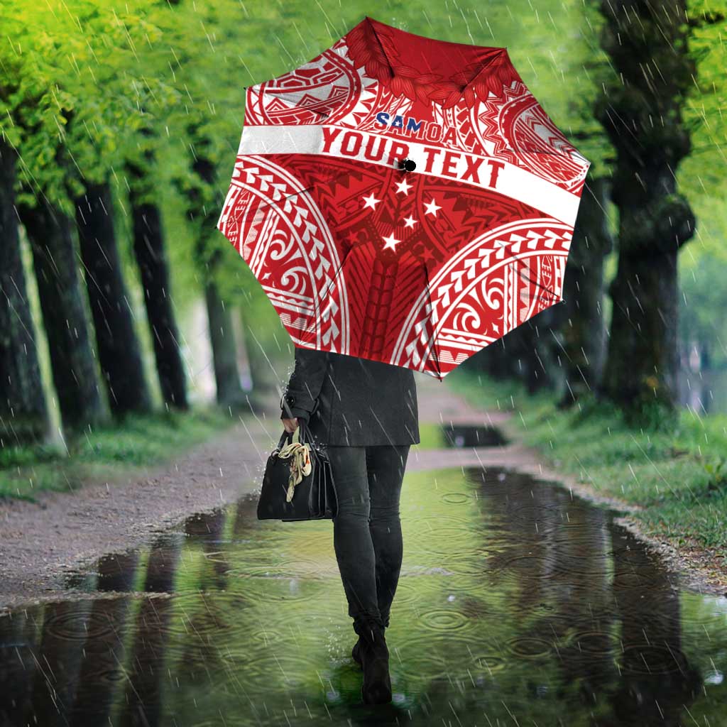 Personalised Toa Samoa Rugby Spirit Umbrella Red Samoan Tribal Pattern - Polynesian Pride