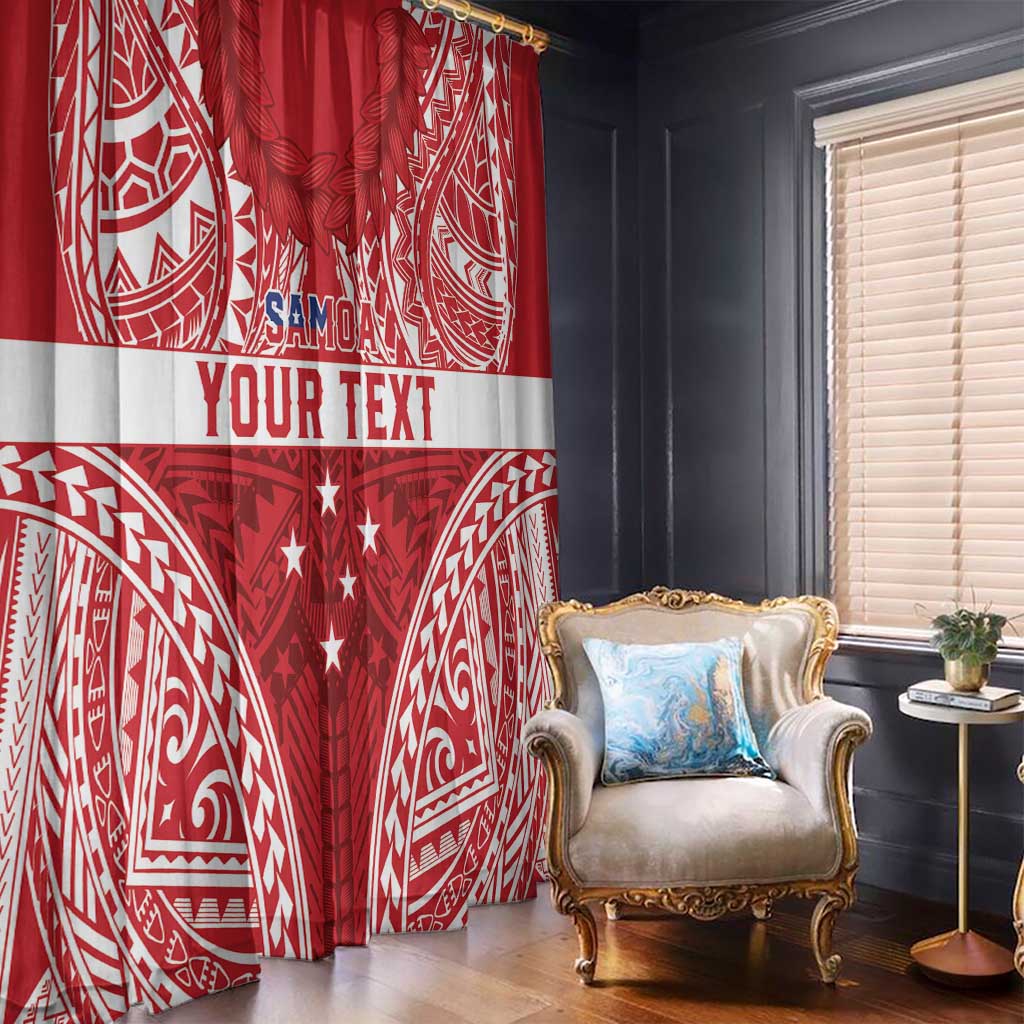 Personalised Toa Samoa Rugby Spirit Window Curtain Red Samoan Tribal Pattern - Polynesian Pride