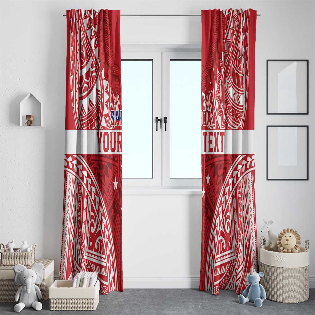 Personalised Toa Samoa Rugby Spirit Window Curtain Red Samoan Tribal Pattern - Polynesian Pride