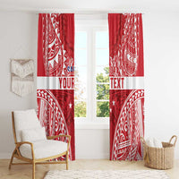 Personalised Toa Samoa Rugby Spirit Window Curtain Red Samoan Tribal Pattern - Polynesian Pride