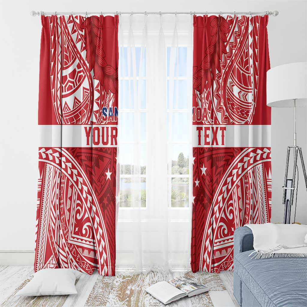 Personalised Toa Samoa Rugby Spirit Window Curtain Red Samoan Tribal Pattern - Polynesian Pride