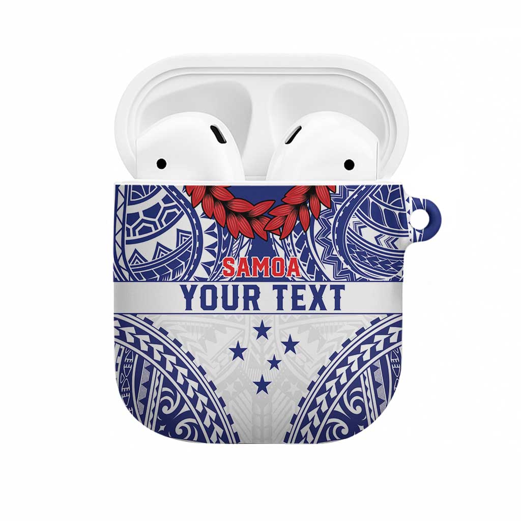 Personalised Toa Samoa Rugby Spirit AirPods Case White Samoan Tribal Pattern - Polynesian Pride