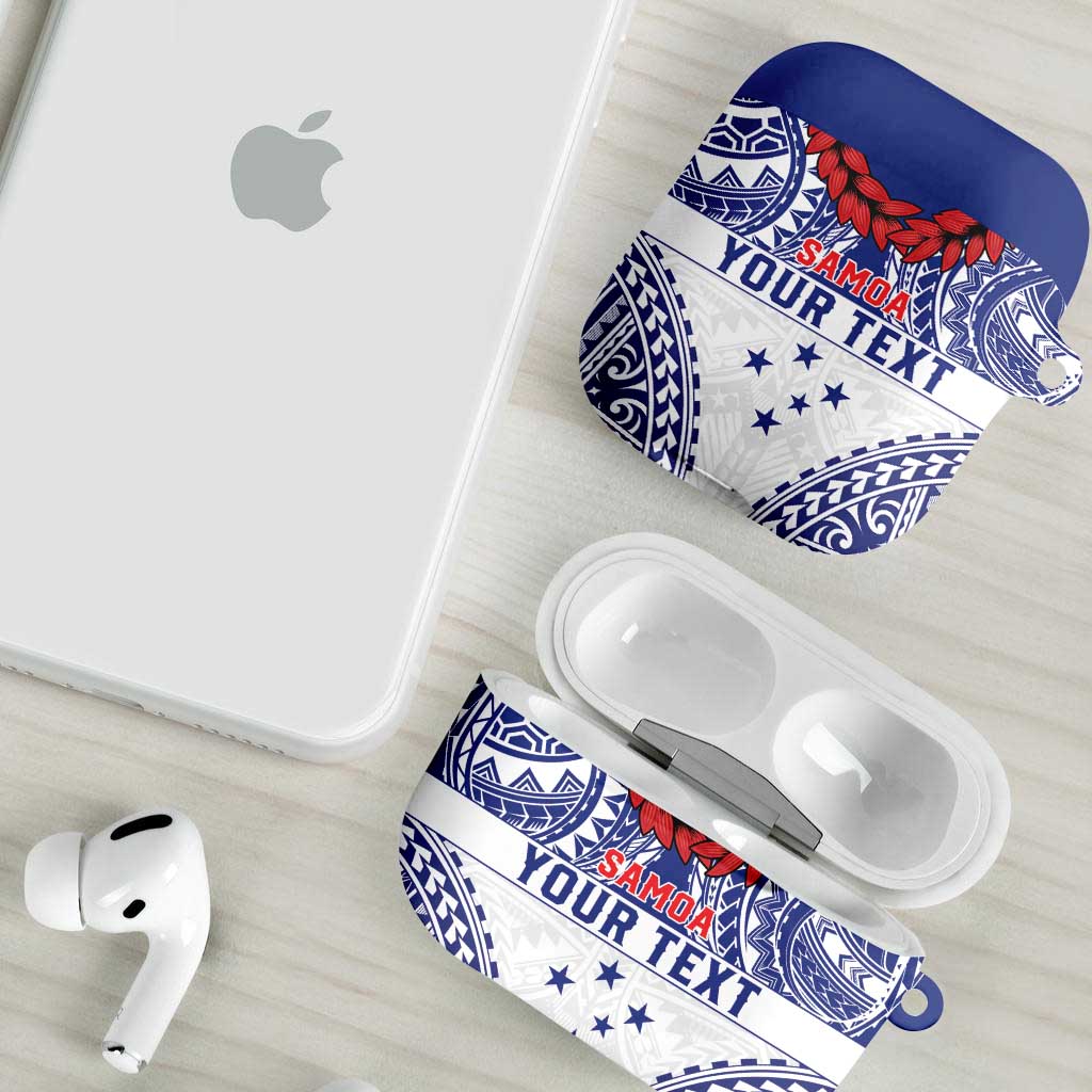 Personalised Toa Samoa Rugby Spirit AirPods Case White Samoan Tribal Pattern - Polynesian Pride