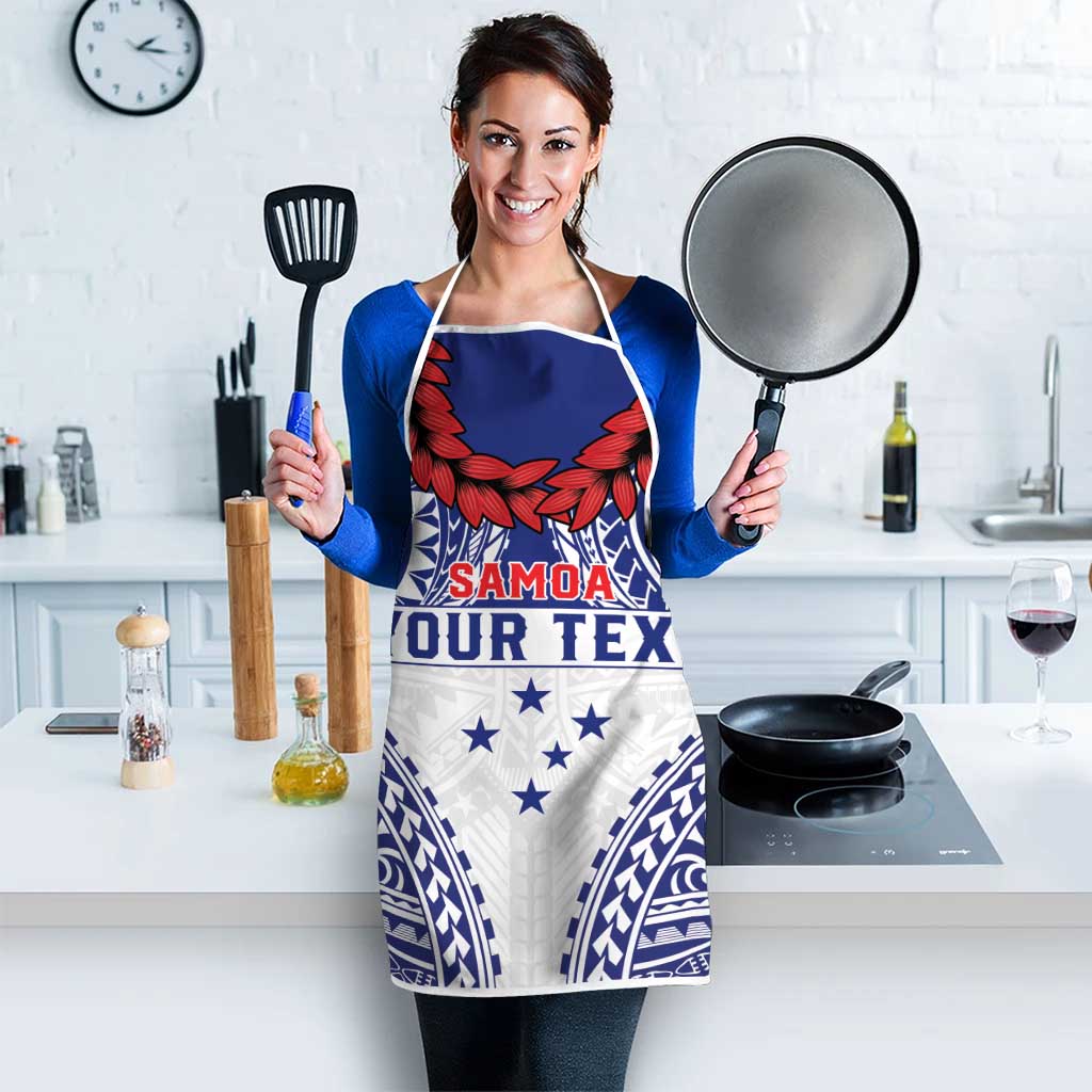 Personalised Toa Samoa Rugby Spirit Apron White Samoan Tribal Pattern - Polynesian Pride