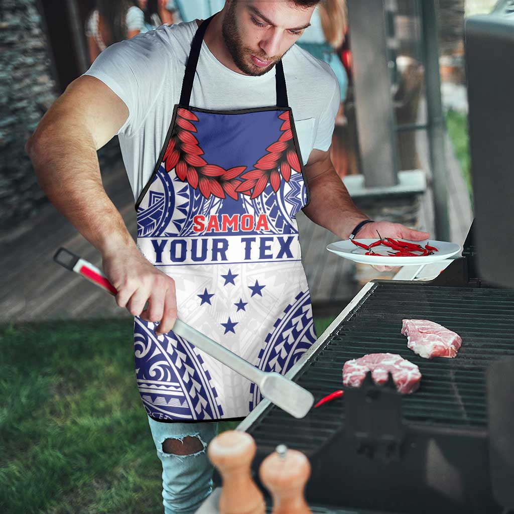 Personalised Toa Samoa Rugby Spirit Apron White Samoan Tribal Pattern - Polynesian Pride