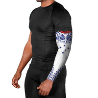 Personalised Toa Samoa Rugby Spirit Arm Sleeves White Samoan Tribal Pattern - Polynesian Pride