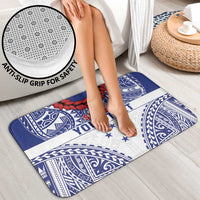 Personalised Toa Samoa Rugby Spirit Bathroom Set White Samoan Tribal Pattern - Polynesian Pride