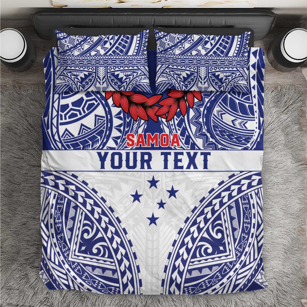 Personalised Toa Samoa Rugby Spirit Bedding Set White Samoan Tribal Pattern - Polynesian Pride