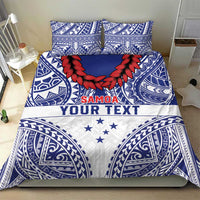 Personalised Toa Samoa Rugby Spirit Bedding Set White Samoan Tribal Pattern - Polynesian Pride