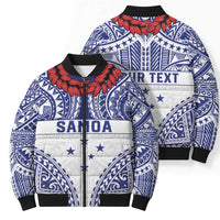 Personalised Toa Samoa Rugby Spirit Bomber Puffer Jacket White Samoan Tribal Pattern - Polynesian Pride