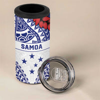 Personalised Toa Samoa Rugby Spirit 4 in 1 Can Cooler Tumbler White Samoan Tribal Pattern - Polynesian Pride
