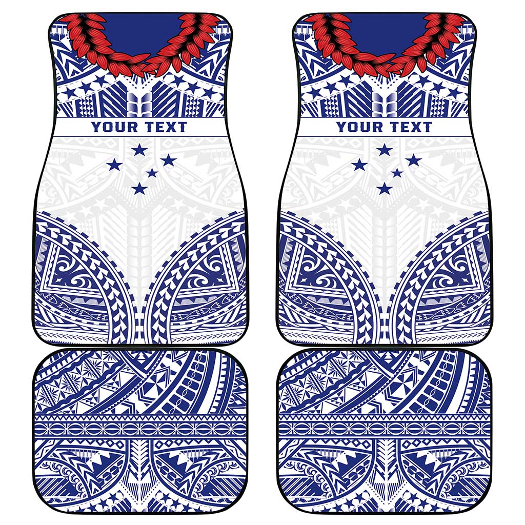 Personalised Toa Samoa Rugby Spirit Car Mats White Samoan Tribal Pattern - Polynesian Pride