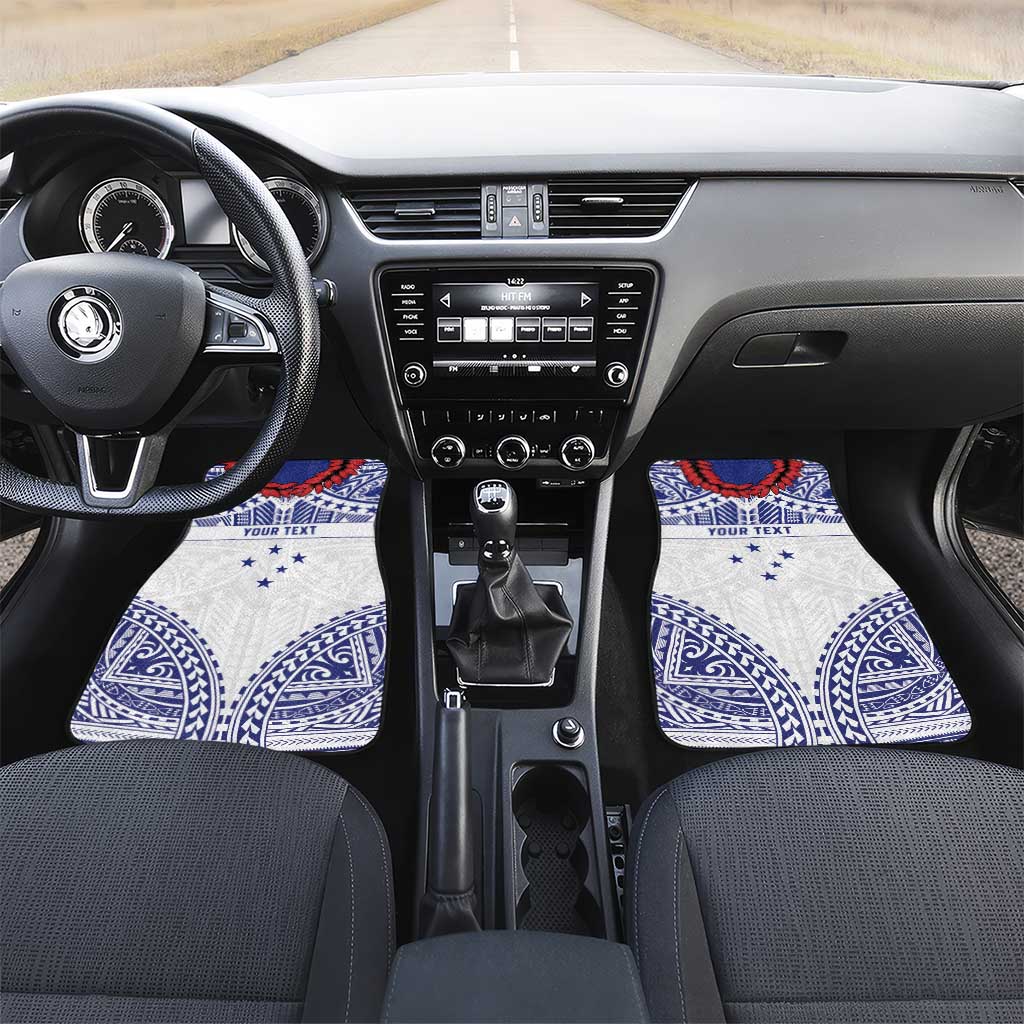 Personalised Toa Samoa Rugby Spirit Car Mats White Samoan Tribal Pattern - Polynesian Pride