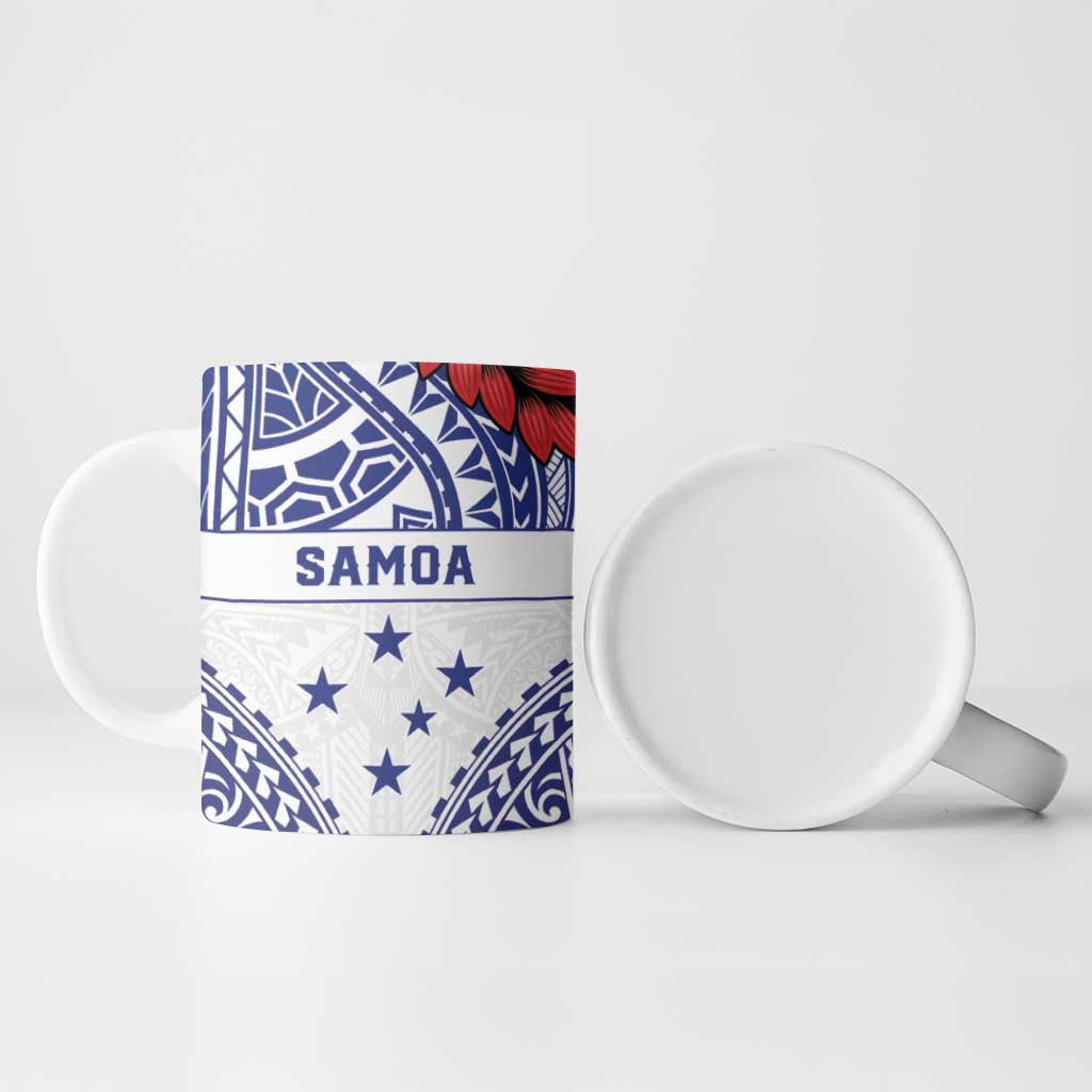 Personalised Toa Samoa Rugby Spirit Ceramic Mug White Samoan Tribal Pattern - Polynesian Pride
