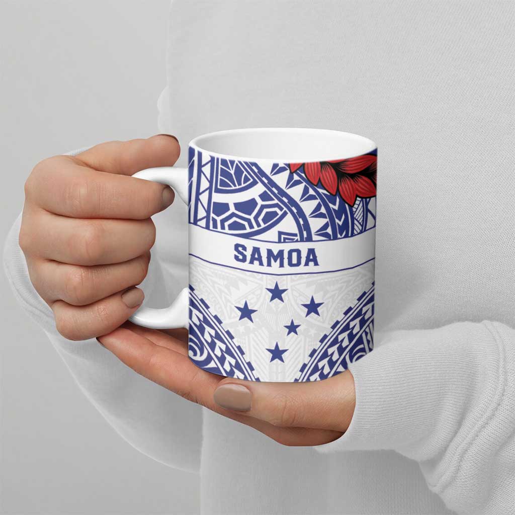 Personalised Toa Samoa Rugby Spirit Ceramic Mug White Samoan Tribal Pattern - Polynesian Pride