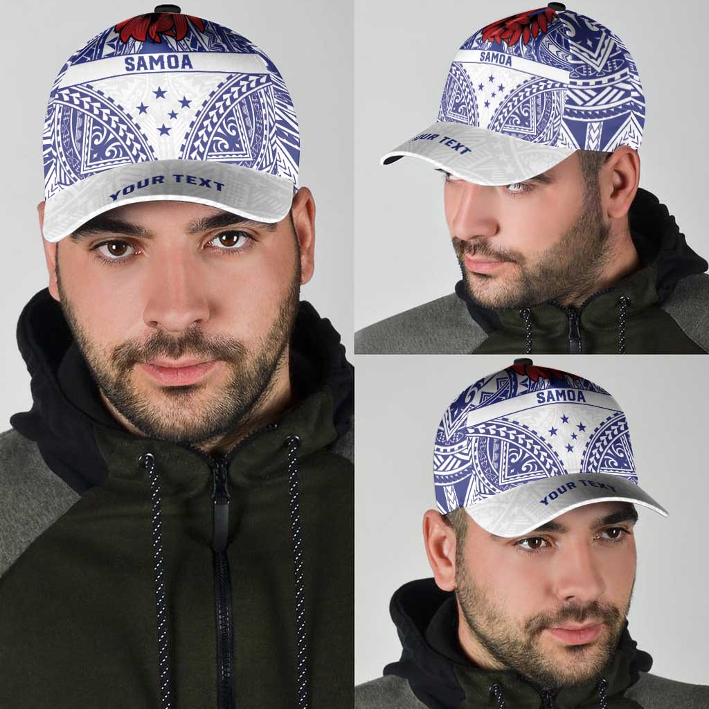 Personalised Toa Samoa Rugby Spirit Classic Cap White Samoan Tribal Pattern - Polynesian Pride