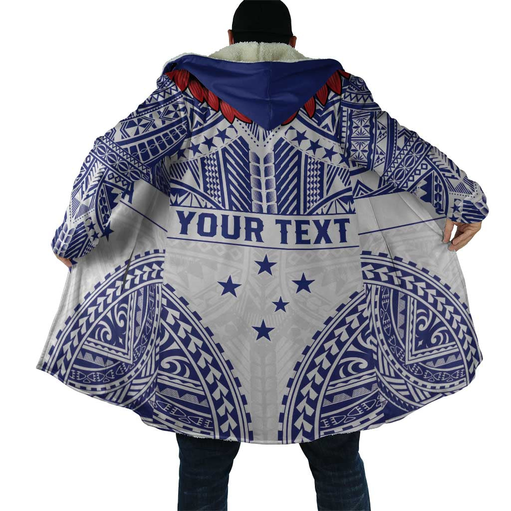Personalised Toa Samoa Rugby Spirit Cloak White Samoan Tribal Pattern - Polynesian Pride