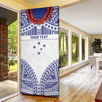 Personalised Toa Samoa Rugby Spirit Door Cover White Samoan Tribal Pattern - Polynesian Pride