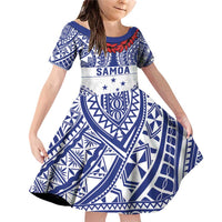 Personalised Toa Samoa Rugby Spirit Family Matching Off Shoulder Short Dress and Hawaiian Shirt White Samoan Tribal Pattern - Polynesian Pride