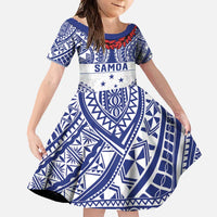 Personalised Toa Samoa Rugby Spirit Family Matching Tank Maxi Dress and Hawaiian Shirt White Samoan Tribal Pattern - Polynesian Pride