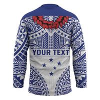 Personalised Toa Samoa Rugby Spirit Hockey Jersey White Samoan Tribal Pattern - Polynesian Pride