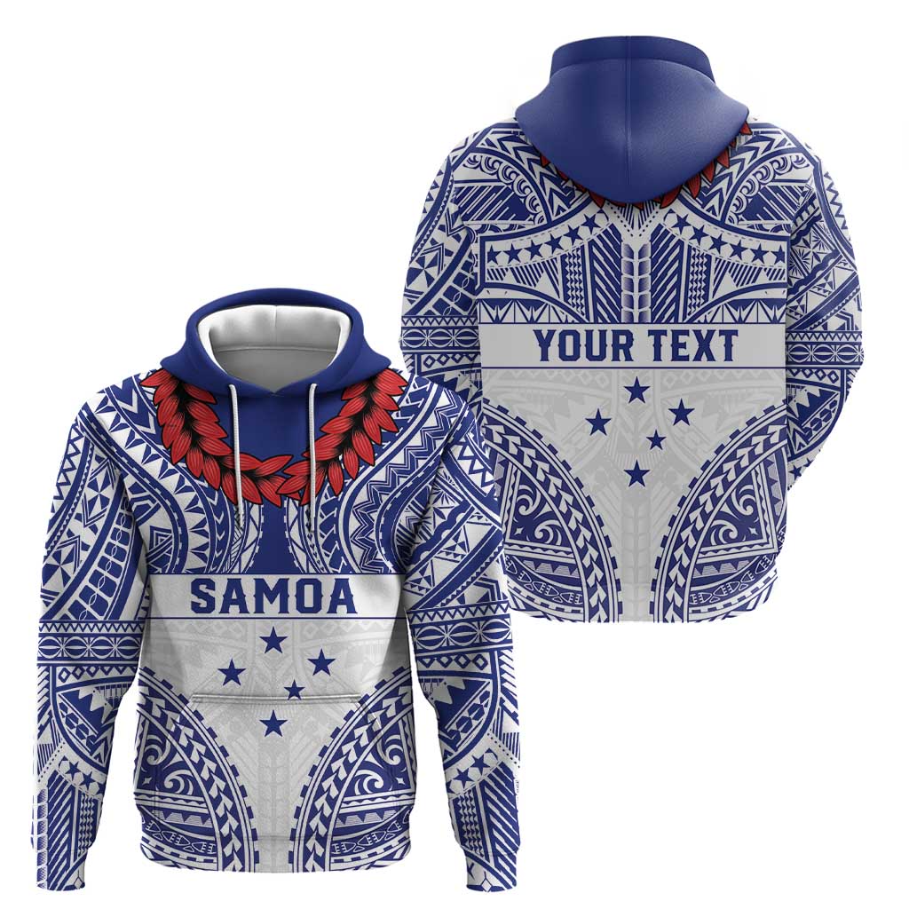 Personalised Toa Samoa Rugby Spirit Hoodie White Samoan Tribal Pattern - Polynesian Pride