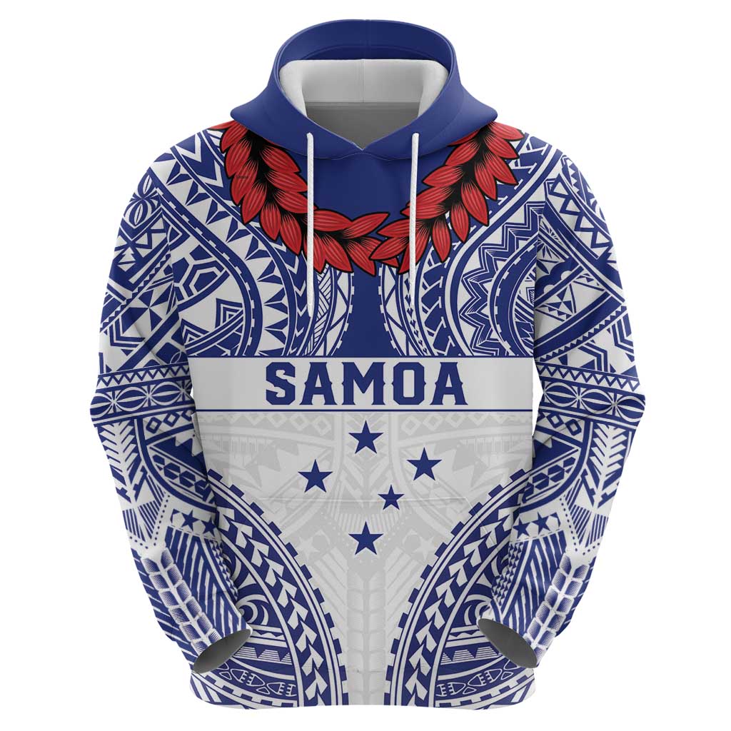 Personalised Toa Samoa Rugby Spirit Hoodie White Samoan Tribal Pattern - Polynesian Pride