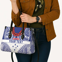 Personalised Toa Samoa Rugby Spirit Leather Bag White Samoan Tribal Pattern - Polynesian Pride