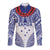 Personalised Toa Samoa Rugby Spirit Long Sleeve Button Shirt White Samoan Tribal Pattern - Polynesian Pride