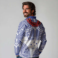 Personalised Toa Samoa Rugby Spirit Long Sleeve Polo Shirt White Samoan Tribal Pattern - Polynesian Pride