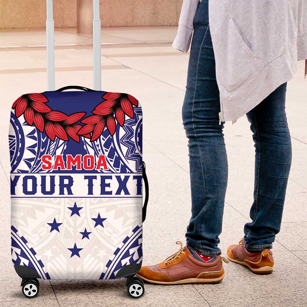 Personalised Toa Samoa Rugby Spirit Luggage Cover White Samoan Tribal Pattern - Polynesian Pride