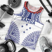 Personalised Toa Samoa Rugby Spirit Men Tank Top White Samoan Tribal Pattern - Polynesian Pride