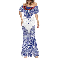 Personalised Toa Samoa Rugby Spirit Mermaid Dress White Samoan Tribal Pattern - Polynesian Pride