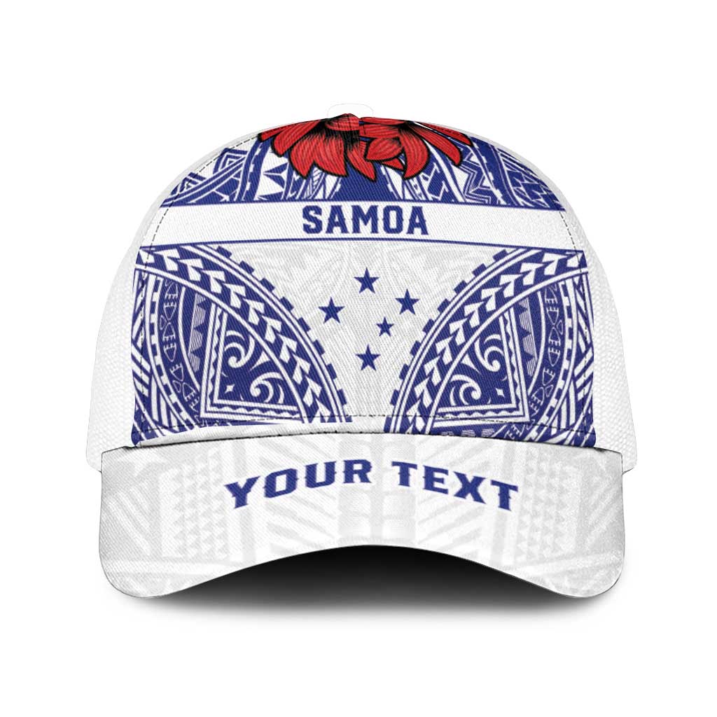 Personalised Toa Samoa Rugby Spirit Mesh Trucker Cap White Samoan Tribal Pattern - Polynesian Pride