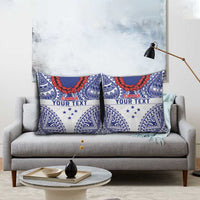 Personalised Toa Samoa Rugby Spirit Pillow Cover White Samoan Tribal Pattern - Polynesian Pride