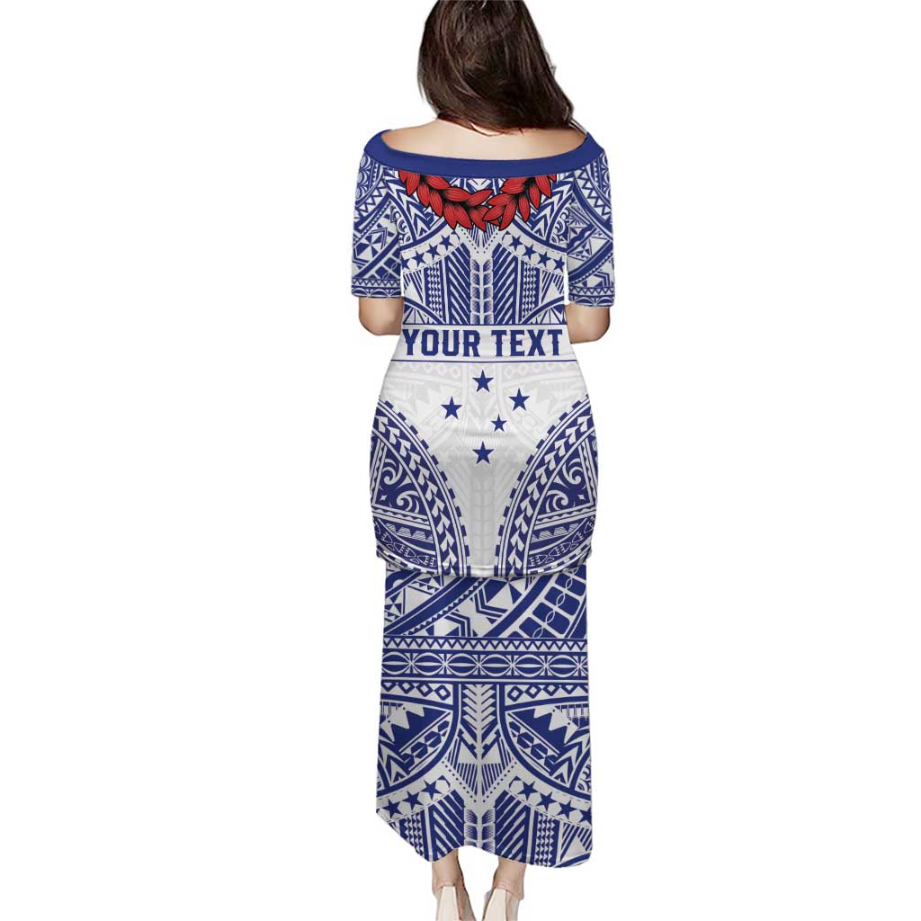 Personalised Toa Samoa Rugby Spirit Puletasi White Samoan Tribal Pattern - Polynesian Pride