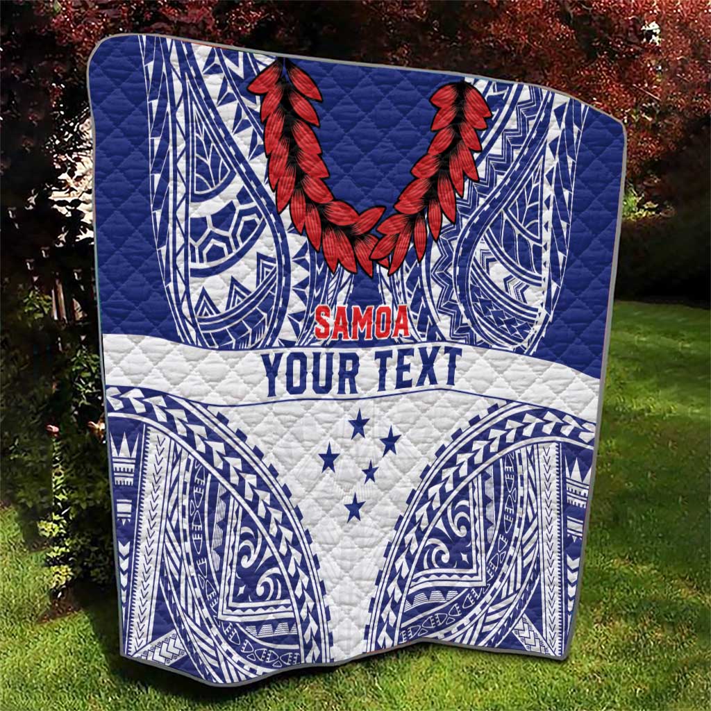 Personalised Toa Samoa Rugby Spirit Quilt White Samoan Tribal Pattern - Polynesian Pride