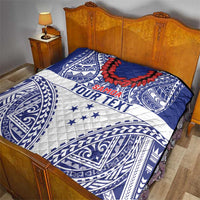 Personalised Toa Samoa Rugby Spirit Quilt White Samoan Tribal Pattern - Polynesian Pride