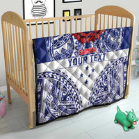 Personalised Toa Samoa Rugby Spirit Quilt White Samoan Tribal Pattern - Polynesian Pride