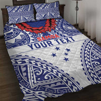 Personalised Toa Samoa Rugby Spirit Quilt Bed Set White Samoan Tribal Pattern - Polynesian Pride