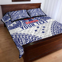 Personalised Toa Samoa Rugby Spirit Quilt Bed Set White Samoan Tribal Pattern - Polynesian Pride