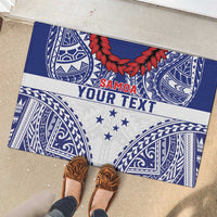 Personalised Toa Samoa Rugby Spirit Rubber Doormat White Samoan Tribal Pattern - Polynesian Pride