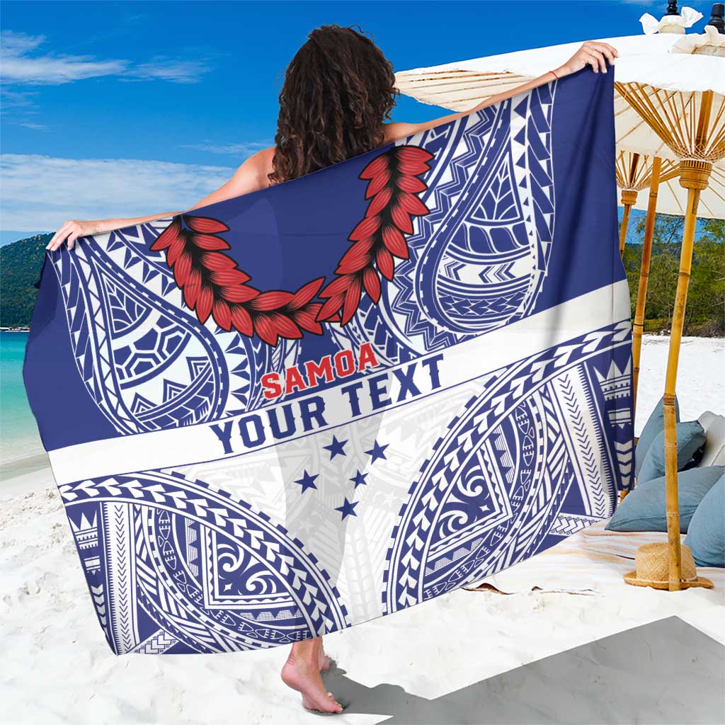 Personalised Toa Samoa Rugby Spirit Sarong White Samoan Tribal Pattern - Polynesian Pride