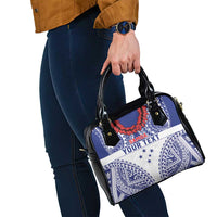 Personalised Toa Samoa Rugby Spirit Shoulder Handbag White Samoan Tribal Pattern - Polynesian Pride