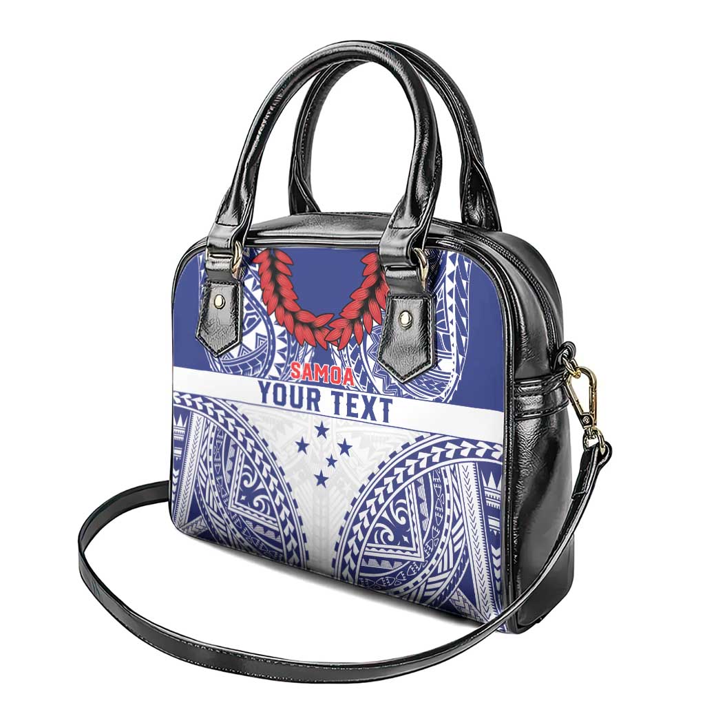 Personalised Toa Samoa Rugby Spirit Shoulder Handbag White Samoan Tribal Pattern - Polynesian Pride