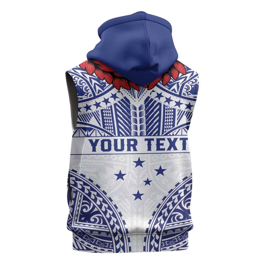 Personalised Toa Samoa Rugby Spirit Sleeveless Hoodie White Samoan Tribal Pattern - Polynesian Pride