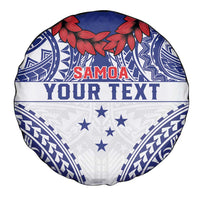 Personalised Toa Samoa Rugby Spirit Spare Tire Cover White Samoan Tribal Pattern - Polynesian Pride